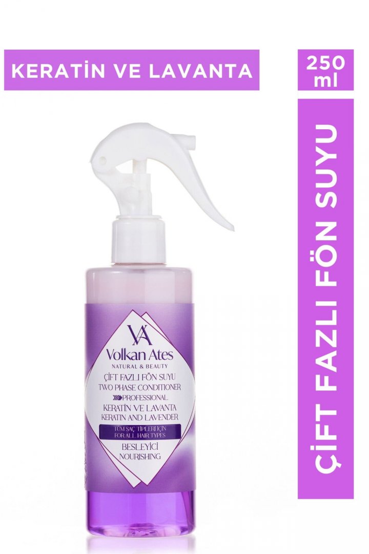 Volkan Ates Natural & Beauty Keratin ve Lavanta Yağlı Çift Fazlı Fön Suyu 250 ml
